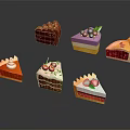 Assorted Delicious Dessert Slices With Chocolate Fruit Toppings And Colorful Layers
