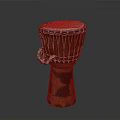 Decorative Handmade Drum With Leather Head And Carved Wooden Body For Living Supplies