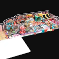Colorful Amusement Playground With Various Rides Slides Game Areas And Kid Friendly Zones
