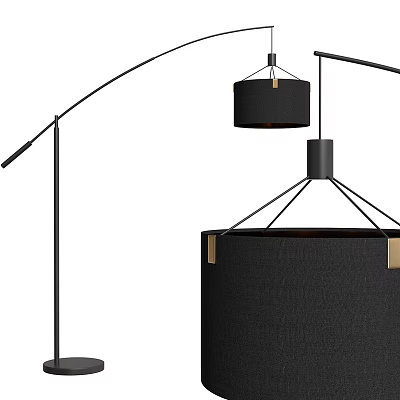 Modern Black Floor Lamp With Fabric Shade And Metal Stand Design 3d model