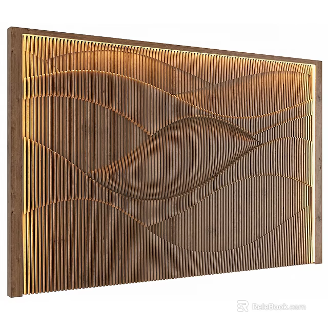Decorative Wooden Wall Hanging With Modern Wave Pattern And Curved Lines Design 3d model 