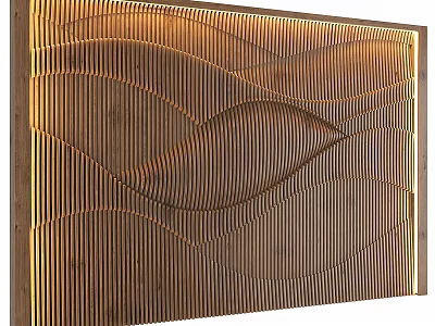 Decorative Wooden Wall Hanging With Modern Wave Pattern And Curved Lines Design 3d model