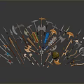Cold weapons Sword Axe Hook Fork Spear Trident Melee Weapon Military 3d model