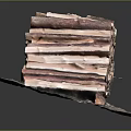 Neatly Stacked Wood Logs Arranged on Natural Textured Stone Mat Surface