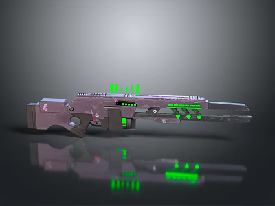 Futuristic Sci Fi Gun Design With Metallic Body Green Glowing Accents And Targeting Reticles 3d model