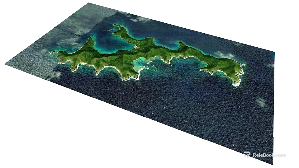 Scenic Tropical Island Landscape With Turquoise Ocean Lush Green Vegetation And White Sandy Beaches 3d model 