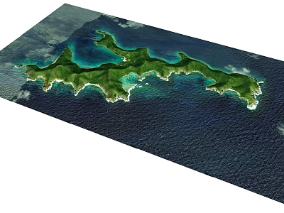 Scenic Tropical Island Landscape With Turquoise Ocean Lush Green Vegetation And White Sandy Beaches 3d model