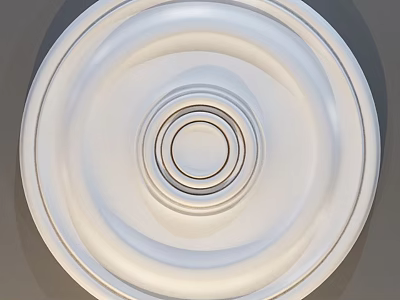 Elegant White Round Decorative Ceiling Medallion With Concentric Circular Patterns 3d model