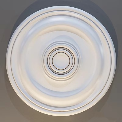 Elegant White Round Decorative Ceiling Medallion With Concentric Circular Patterns 3d model