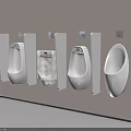 Modern White Ceramic Urinals Mounted on Wall in Public Restroom with Sleek Design