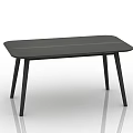 Modern Black Dining Table With Wood Grain Stripe And Sleek Thin Legs 3d model