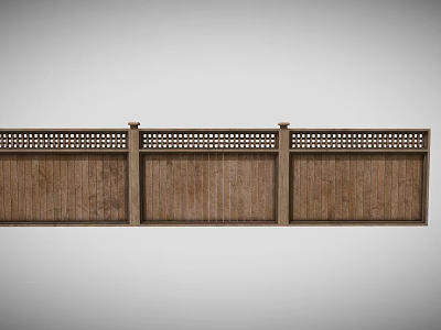 Rustic Stone And Wood Fence With Decorative Lattice Top And Panel Design Details 3d model