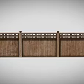 Rustic Stone And Wood Fence With Decorative Lattice Top And Panel Design Details
