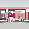 Pink And White Themed Store Interior Design With Display Cabinets Lighting And Logo Sign