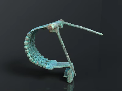 Ancient Bronze Sculpture With Curved Structure Intricate Carved Details And Beaded Edge 3d model