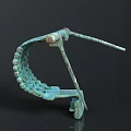 Ancient Bronze Sculpture With Curved Structure Intricate Carved Details And Beaded Edge