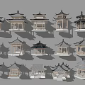 Various Chinese Pavilion 3D Models With Different Traditional Styles And Structures 3d model