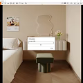 Modern Dressing Table Simple Dressing Table Dressing Stool Mirror Cosmetic Ornament Combination 3d model
