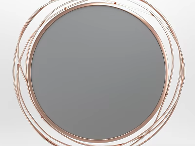 Round Modern Mirror with Rose Gold Metal Frame and Intertwined Circular Design 3d model