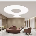 Modern Hospital Outpatient Clinic Interior With Waiting Area Round Ceiling Light Sofa Seats And Plant