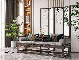 New Chinese-style Lohan Bed 3d model