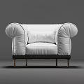 White Single Sofa With Soft Upholstery Plush Armrests And Metal Legs
