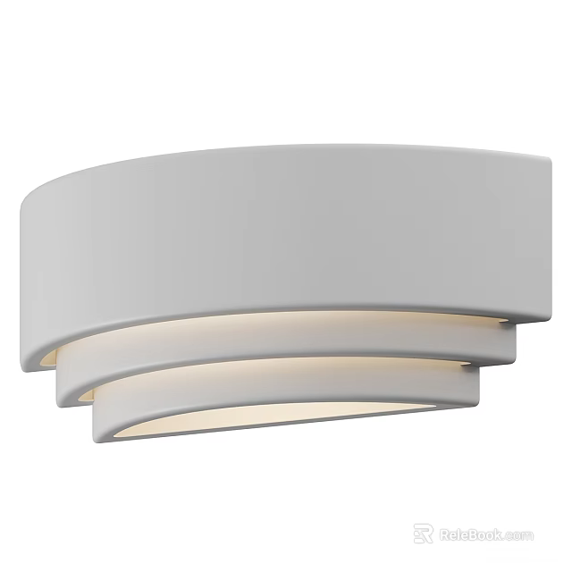 Modern White Curved Wall Sconce With Layered Design And Soft Illumination 3d model