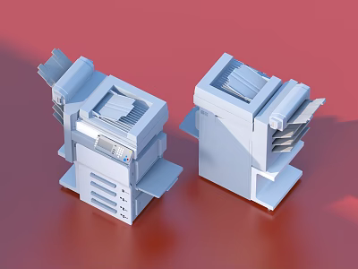 Two White Modern Household Appliances With Functional Components And Compact Design 3d model