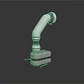 Mechanical Equipment With Curved Metal Pipe And Sturdy Base Structure