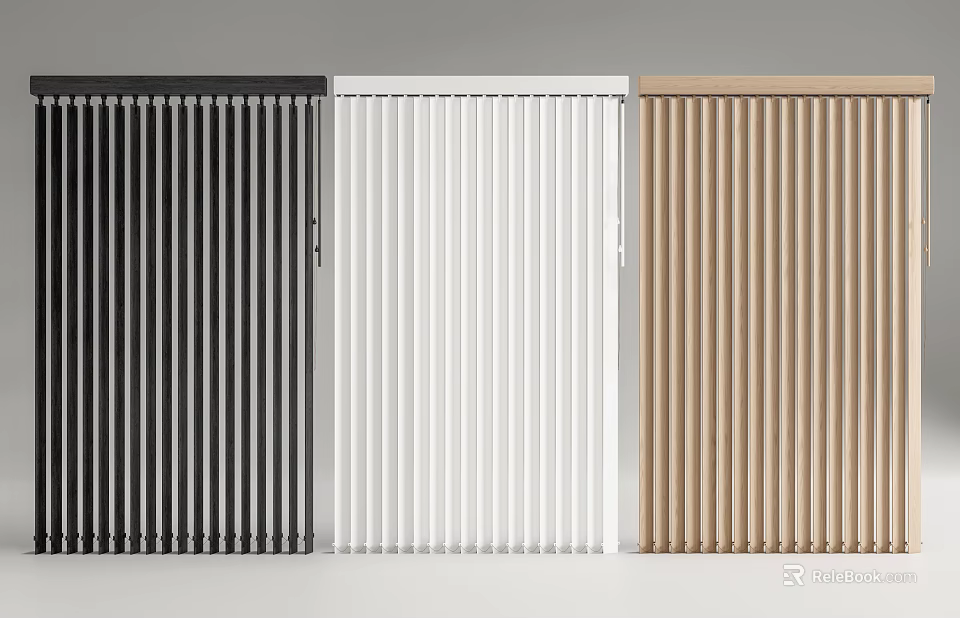Stylish Venetian Blinds in Black White and Wooden Tones for Modern Interior Design 3d model 