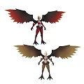 Game Movie Character Design Featuring Red Black And Brown Wings With Contrasting Bodies