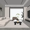 Modern Living Room Interior With Beige Sofa Coffee Table And TV Wall Design