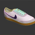 White Lace Up Sneakers with Blue Logo and Orange Sole Casual Design