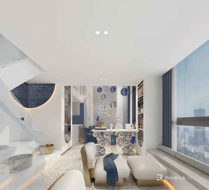 Modern Shower Sauna Space With Stylish Decor 3d model