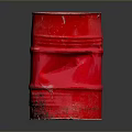 Red Metal Barrel As Household Storage Container With Ring Structure And Label