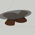 Modern Glass Coffee Table With Curved Brown Spiral Support Legs Design