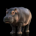 Realistic Hippopotamus Close Up On Black Background With Detailed Skin And Features