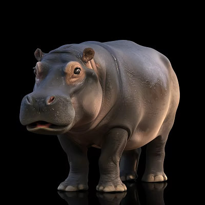 Realistic Hippopotamus Close Up On Black Background With Detailed Skin And Features 3d model