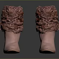 Pink High Heel Ankle Boots With Fuzzy Cuff And Metallic Buckle Design