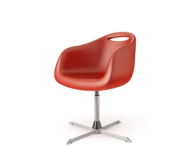 Modern Red Lounge Chair with Curved Armrests Hollow Backrest and Sturdy Metal Five-Pronged Legs 3d model