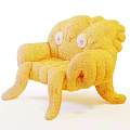 Unique Yellow Octopus Shaped Single Sofa With Fluffy Texture And Eye Like Decorations