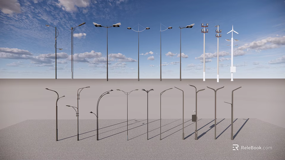 Outdoor Street Lights With Various Modern Designs and Different Structures 3d model 