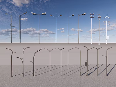 Outdoor Street Lights With Various Modern Designs and Different Structures 3d model