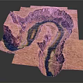 Natural Canyon Terrain Showcasing Winding Blue River And Red Rock Formations