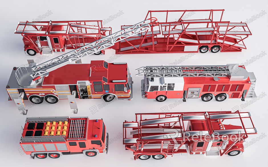 Fire truck rescue vehicle train fighting model