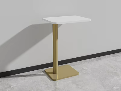 Modern Minimalist Side Table With White Tabletop And Gold Square Base 3d model