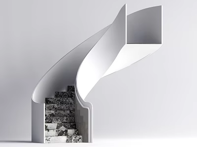 Modern Spiral Staircase Design With Elegant White Structure And Marble Steps 3d model