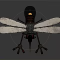 Realistic 3D Mosquito Game Movie Character With White Wings Black Body And Metal Legs