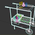 Modern Kitchen Trolley With Wooden Tray Green Vase Black Metal Frame And Wooden Wheels