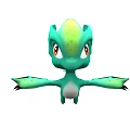 Turquoise Spotted Game And Movie Character With Wing Like Structures And Orange Accents